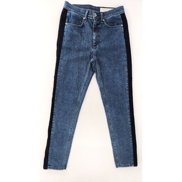RAG & BONE Mazie Skinny Womens Jeans Double Indigo Stripe High Rise $250 Size 24 - Picture 2 of 9